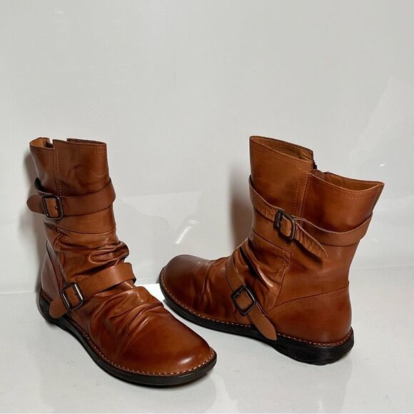 Miz Mooz Pasha Wide Width Leather Buckled Mid Boots - Picture 2 of 7